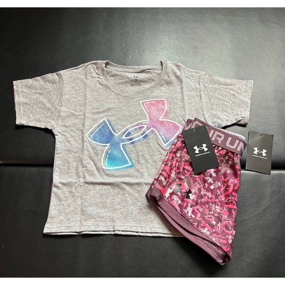 NWT Under Armour Glitter Athletic Set Girls Size 5 - Picture 1 of 3